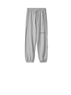 Pantalone In Felpa Con Elastico Sul Fondo Con Stampa Sul Davanti - Grigio Melange