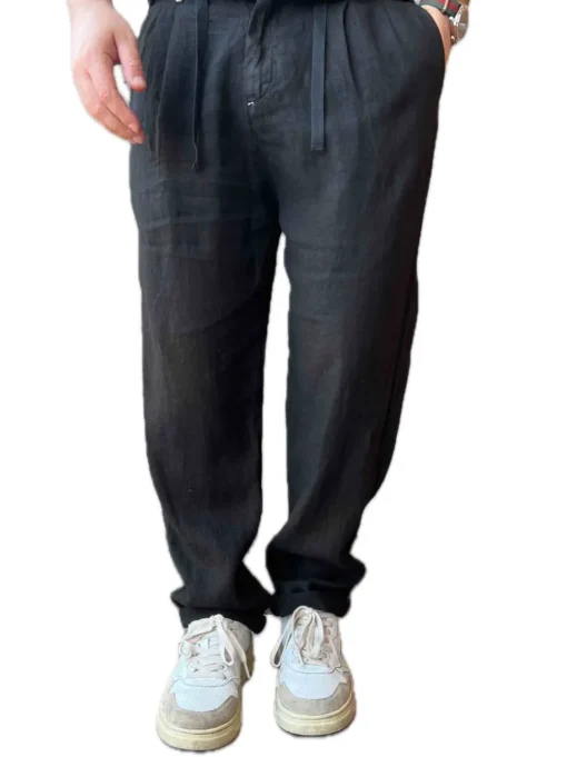 Pantalone 100%lino - Nero