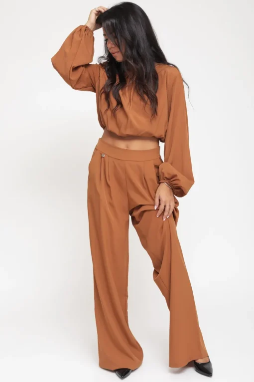 Pantalone Palazzo - Tabacco
