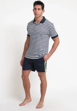 Polo Linen Stripes - Navy Blue/Bianco