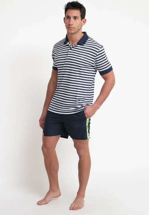 Polo Linen Stripes - Navy Blue/Bianco