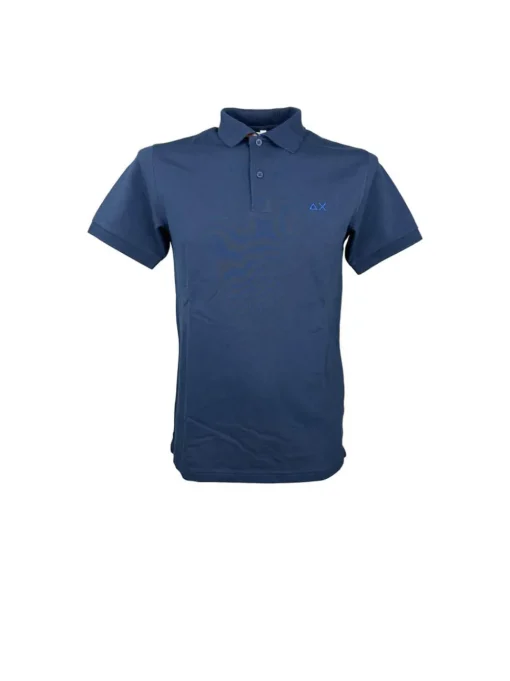 Polo Under Collar Print S/s - Navy Blue