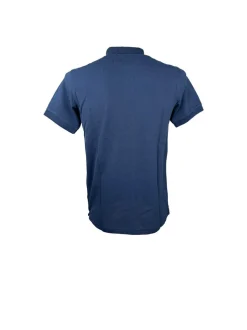 Polo Under Collar Print S/s - Navy Blue