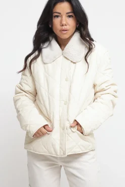 Quilted Padded Jacket - Light Sand