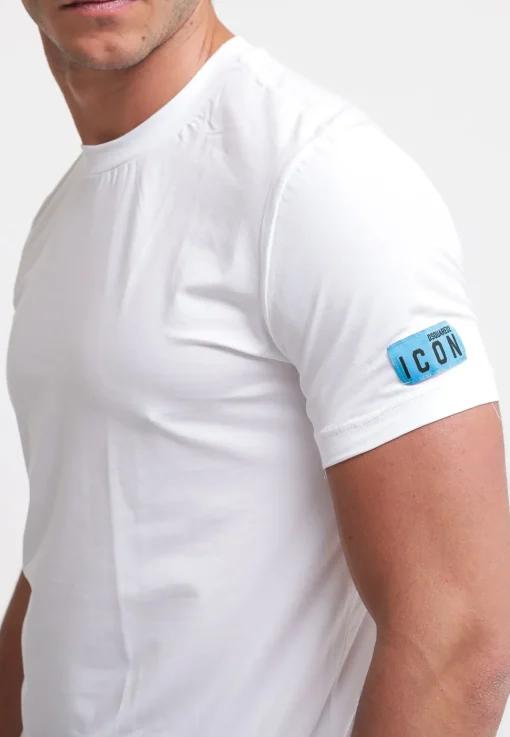 Round Neck T-Shirt - White/Blue