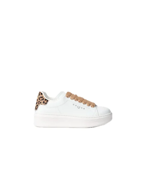 Sneakers Addict In Action Leather Con Inserto Animalier - Beige