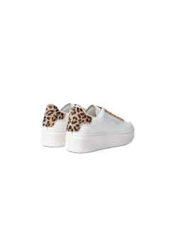 Sneakers Addict In Action Leather Con Inserto Animalier - Beige