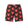 Swimwear With All Over "Vos Hearts" And White Logo - Black