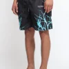 Swimwear With Lightblue Lightning - Black