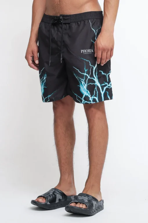 Swimwear With Lightblue Lightning - Black