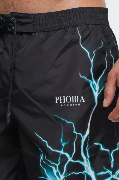 Swimwear With Lightblue Lightning - Black