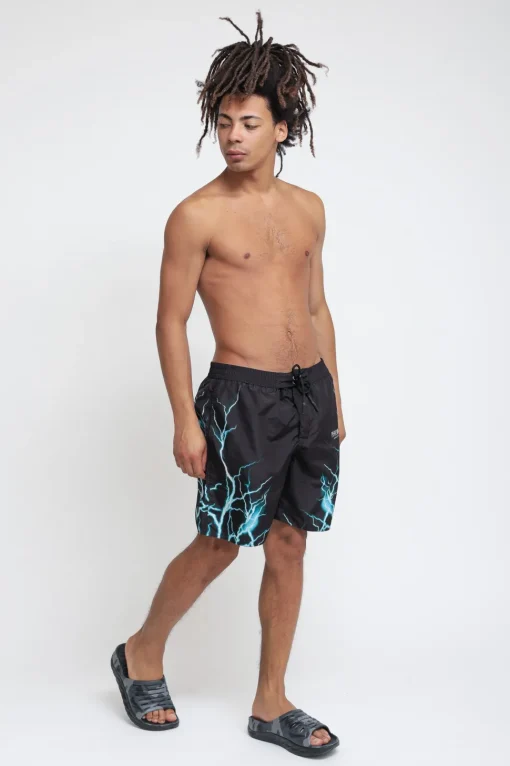 Swimwear With Lightblue Lightning - Black