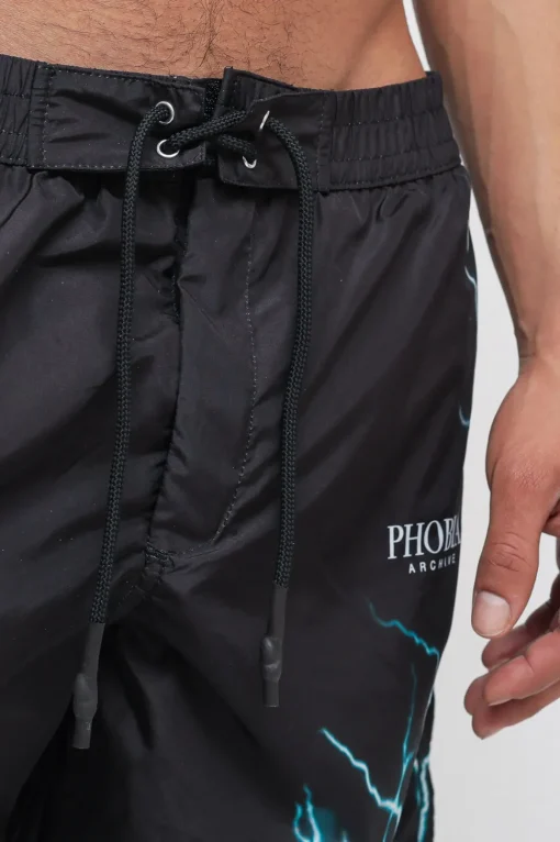 Swimwear With Lightblue Lightning - Black