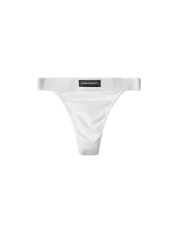 Tanga In Costina Con Elastico E Etichetta - Bianco