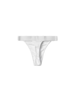 Tanga In Costina Con Elastico E Etichetta - Bianco