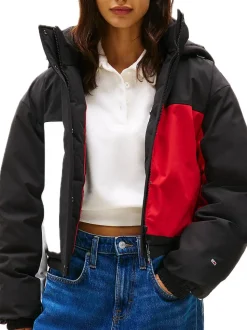 Tjw Crop Flag Puffer - Black