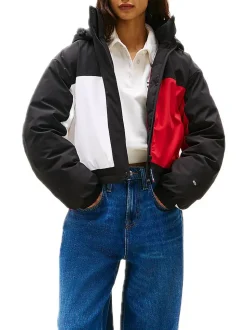 Tjw Crop Flag Puffer - Black