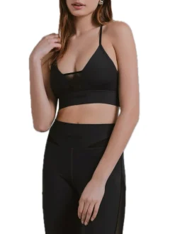 Top Fitness Con Inserto In Tulle Con Stampa Siliconata - Nero
