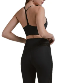 Top Fitness Con Inserto In Tulle Con Stampa Siliconata - Nero