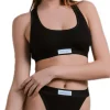 Top In Costina Con Elastico E Etichetta - Nero