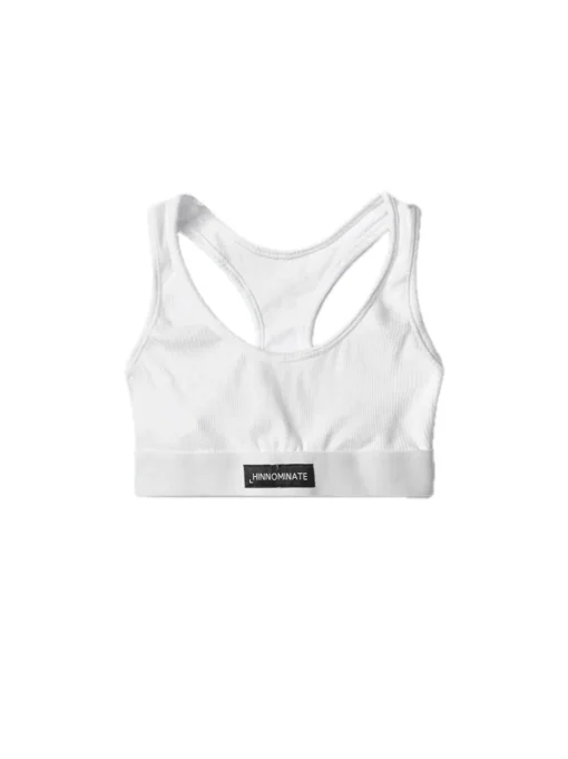 Top In Costina Con Elastico E Etichetta - Bianco