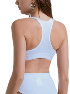 Top In Costina Con Elastico E Etichetta - Bianco
