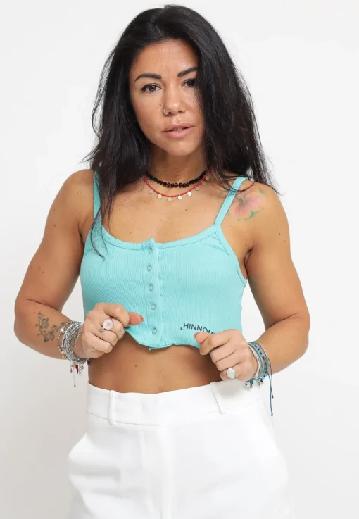 Top In Costina Con Stampa - Verde Menta