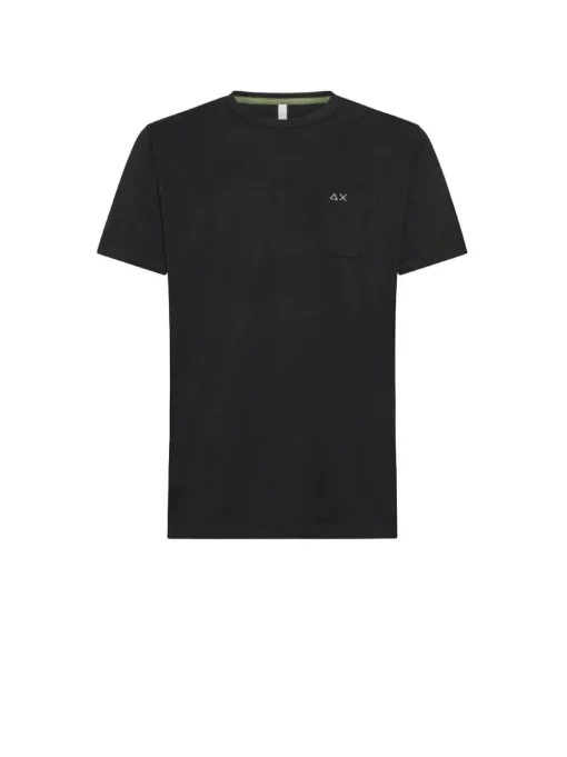 T-shirt Round Solid Pocket S/s - Nero