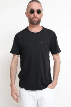 T-Shirt Round Solid Pocket - Nero
