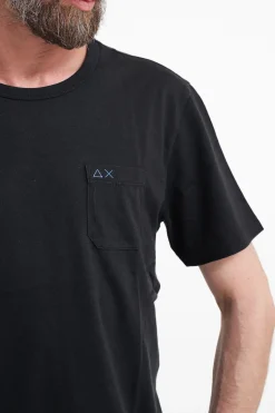 T-Shirt Round Solid Pocket - Nero