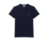 T-shirt Scollo Tondo In Jersey Di Cotone Pima - Bleu Marine