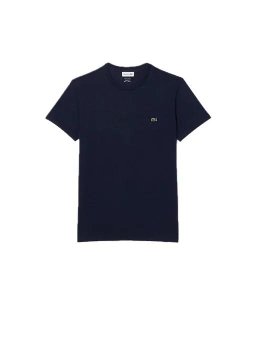 T-shirt Scollo Tondo In Jersey Di Cotone Pima - Bleu Marine