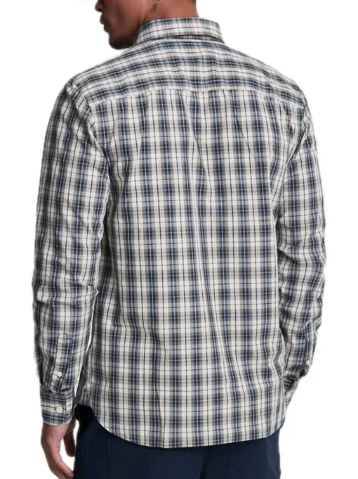Washed Check Poplin Shirt - Argyle Teal Mid Grey Marl